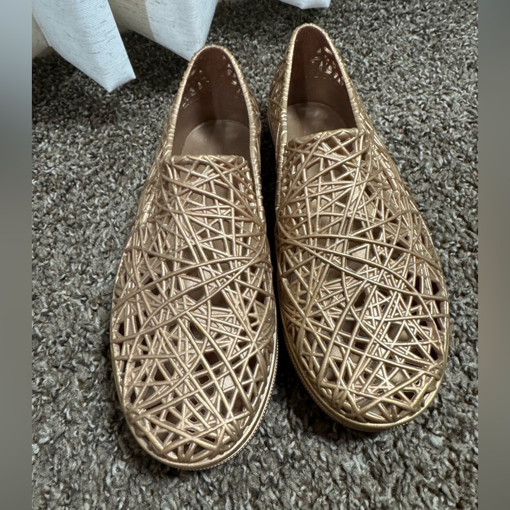 Melissa Campana gold / bronze platform slip-on sneaker, jelly style size 8